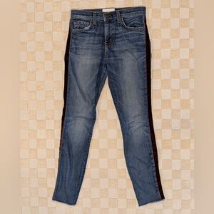 WOMEN’S CURRENT /ELLIOTT High Waist Tuxedo Velvet Striped Raw Hem Jeans Size 25